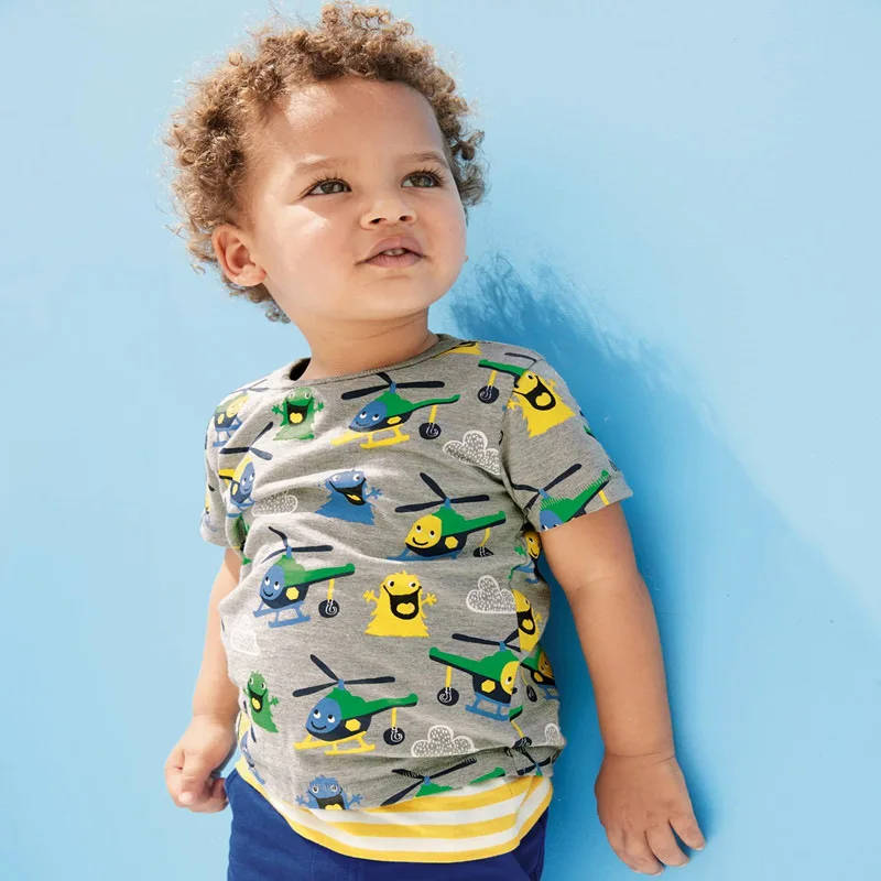 2019 детская одежда для мальчиков BINIDUCKLING, футболка из хлопка, летняя футболка, вертолет, хлопковая одежда, топы, футболка для мальчиков