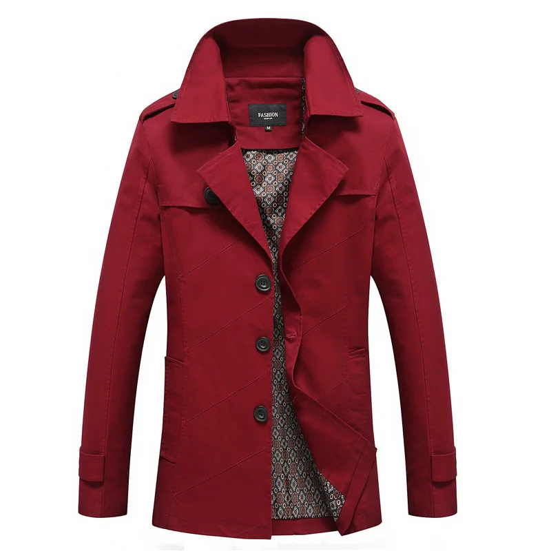 Тренчкот мужской ветровка из хлопковой ткани длинное пальто верхняя одежда