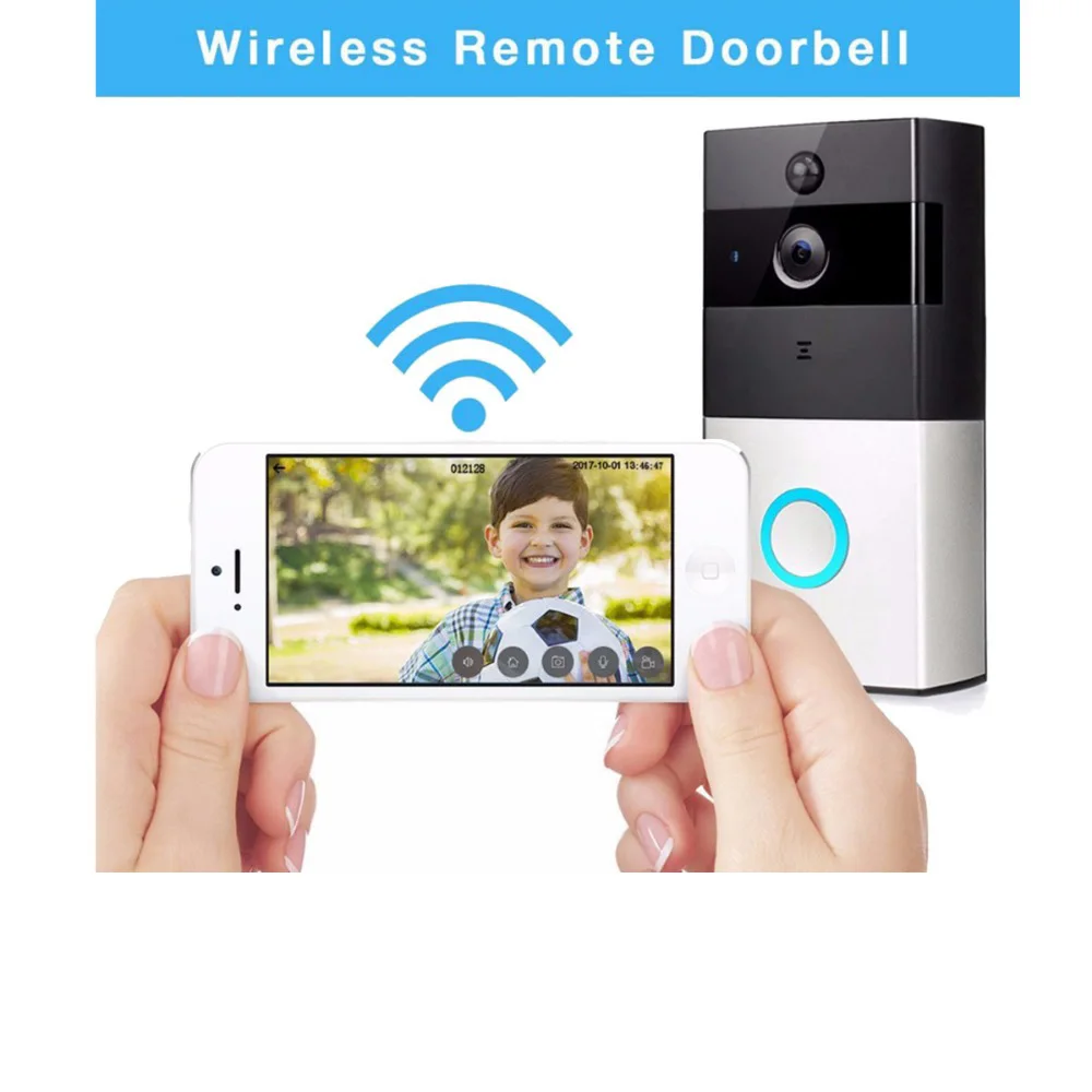 Беспроводной видео дверной звонок Wifi телефон 1 внутренний 720P HD широкоугольная