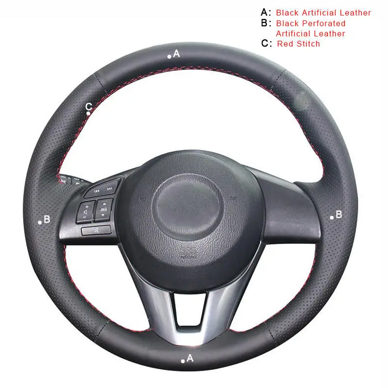 Artificial Leather Автомобильная Оплетка на руль для Mazda 3 Axela Mazda 6 Atenza Mazda 2 CX-3 CX-5 Scion iA авто интерьер автомобиля-Стайлинг - Название цвета: Artificial Leather