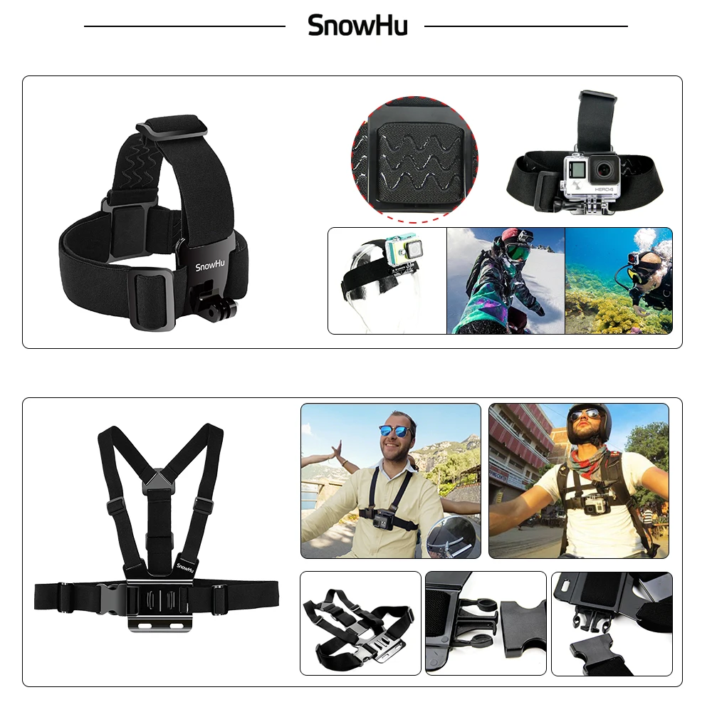 Snowhu для GoPro Hero Интимные аксессуары комплект крепления на монопод для Go Pro Hero 6 5 5S 4 3+ 3 для EKEN H9 для Xiaomi для Yi Для 4 К GS42
