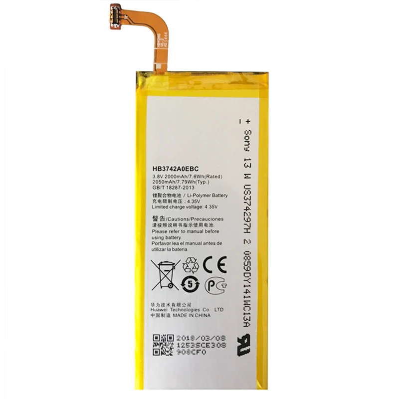 Оригинальный аккумулятор 2000 мАч HB3742A0EBC для Huawei Ascend P6 P6-U06 p6-c00/Ascend G6 G620 G621 G620s G630 |