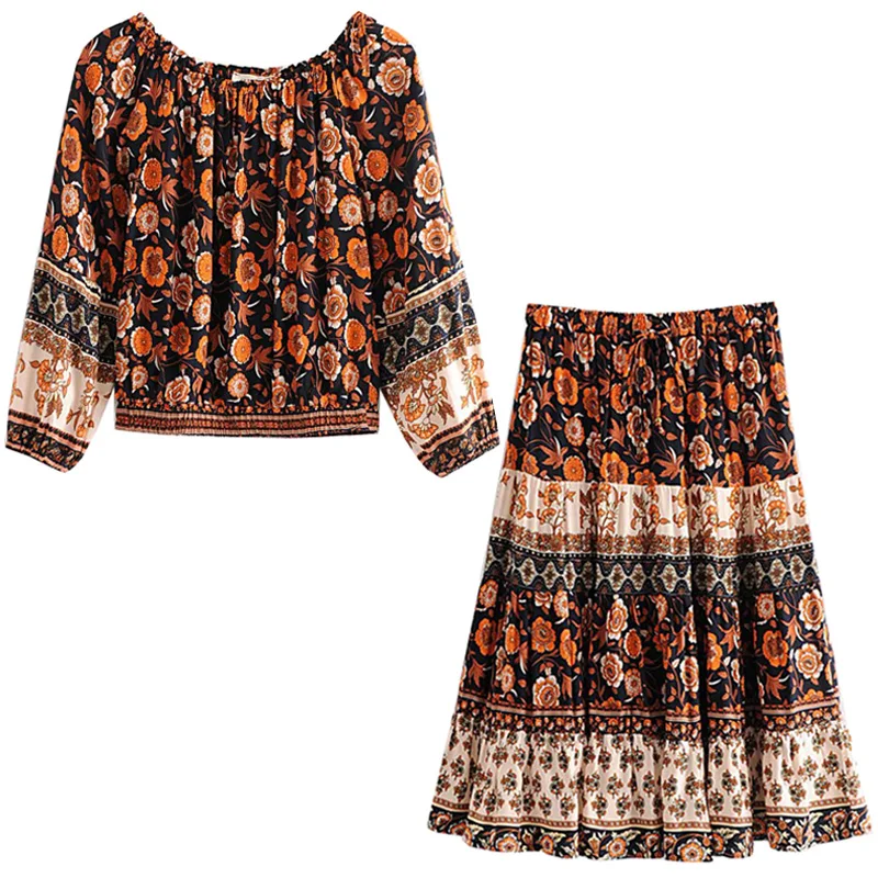 Комплект из двух предметов женский костюм 2019 Летний Новый винтажный принт