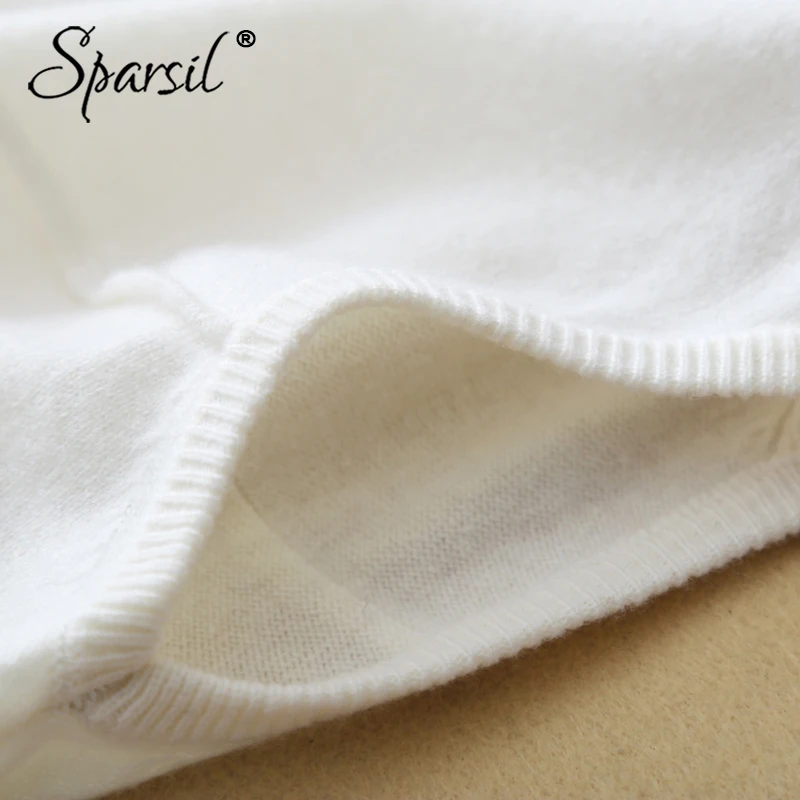 Sparsil, Женский вязаный свитер из чистой шерсти, весенний жилет с высоким воротом, без рукавов, однотонный, Повседневный, Сексуальный, женский трикотаж, джемпер, жилет, топ