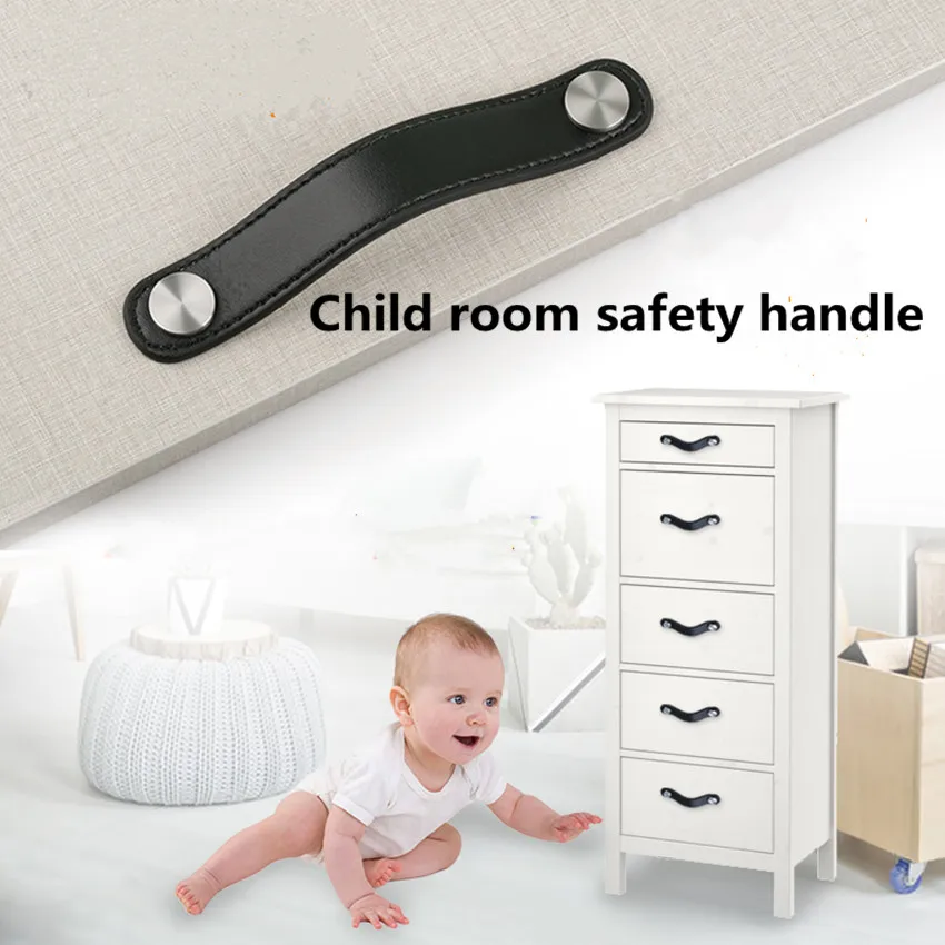 96 мм 128 белая черная кожаная безопасная мебель для детской комнаты ручка