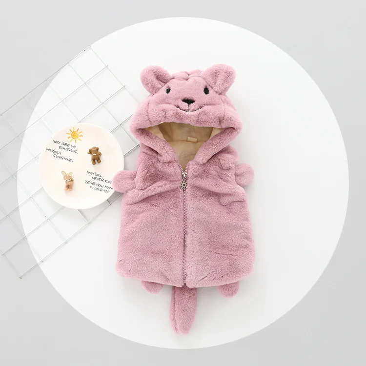 Lavender Новое пальто с героями мультфильмов для маленьких мальчиков и девочек флисовая одежда с капюшоном на осень и зиму для детей от 6 месяцев до 2 лет - Цвет: Lavender