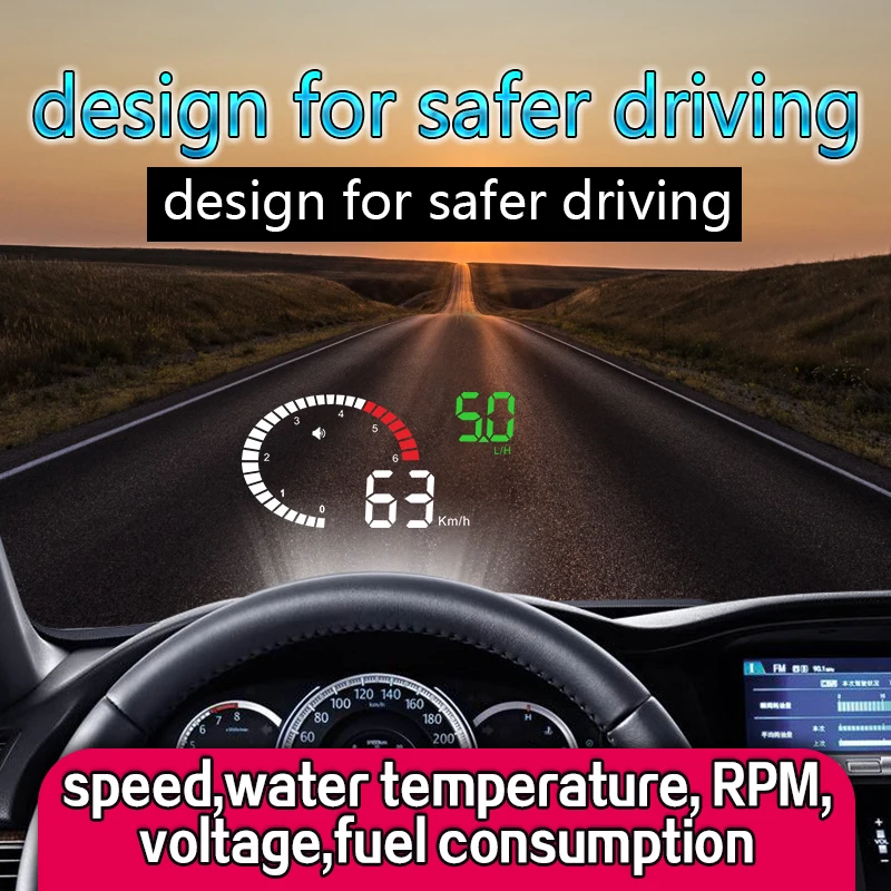 Новый автомобильный спидометры X6 3 &quotOBD2 HUD GPS MPH / KMH Предупреждение о превышении