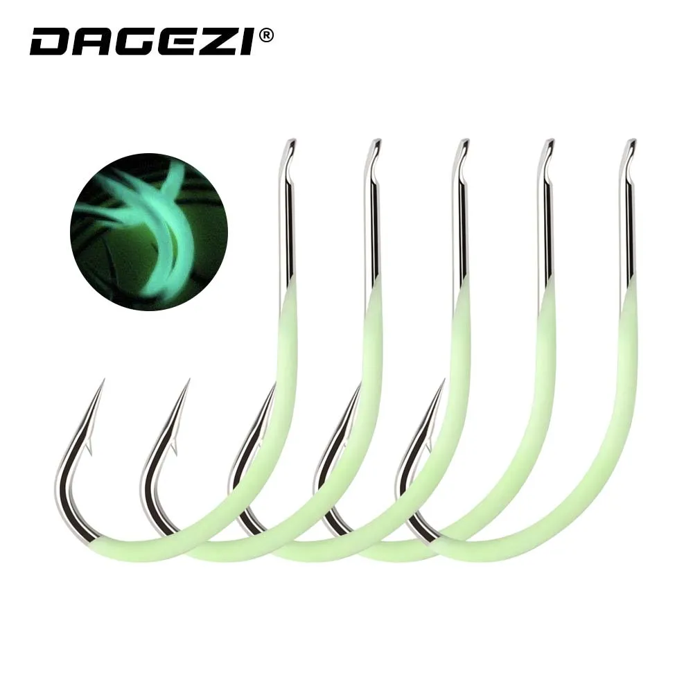 DAGEZI 10 шт./лот светящийся рыболовный крючок из высокоуглеродистой стали #9 #18