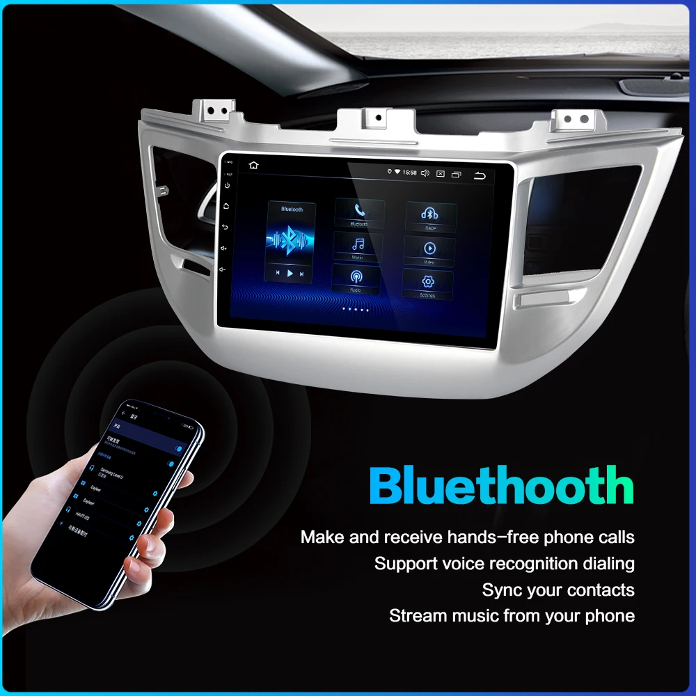 Dasaita 10 2 &quotдисплей автомобиля 1 Din радио Android 9 0 для hyundai Tusun 2016 2017 USB 16G Ram 1080P