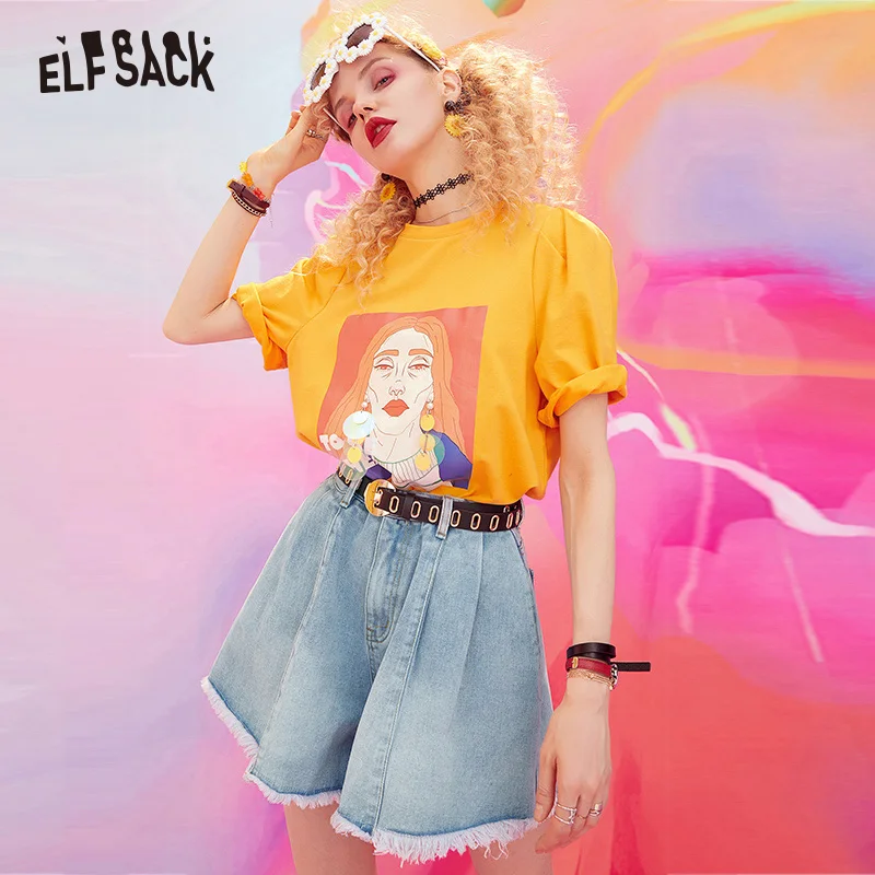 Женские джинсовые ковбойские шорты ELF SACK однотонные светло голубые свободные на