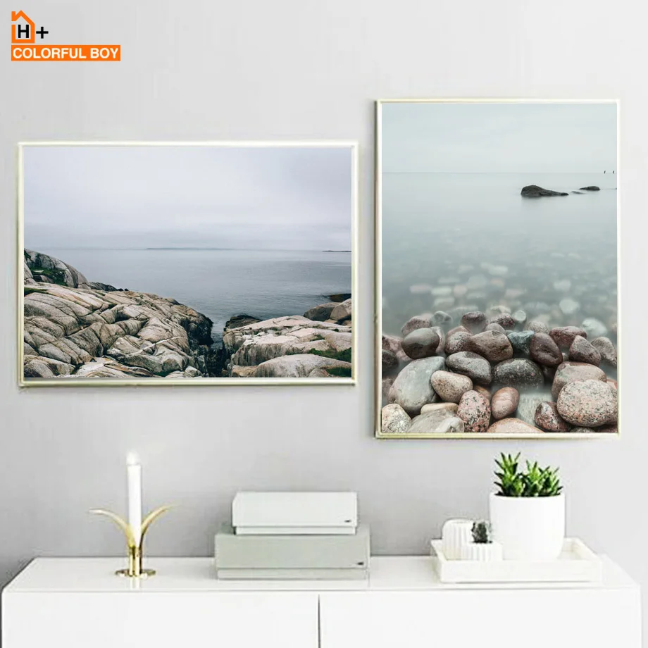 

Rock Cliff Beach Tree Quotes Wall Art Canvas Painting Seascape Nordic Posters And Prints Wall Pictures For Living Room Decor