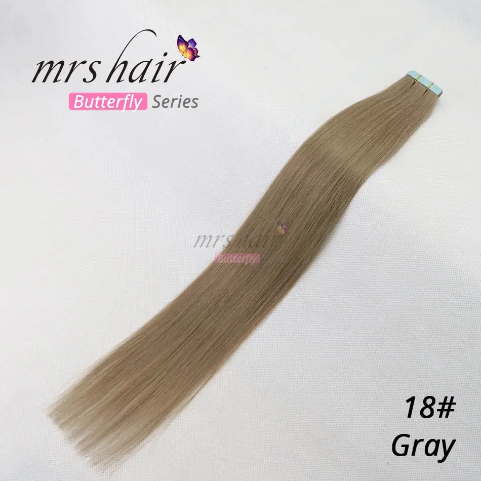 MRS HAIR лента для наращивания человеческих волос 1"-24" не Реми волосы на ленте ПУ кожа Уток Бесшовные человеческие волосы 20 шт - Цвет: #18