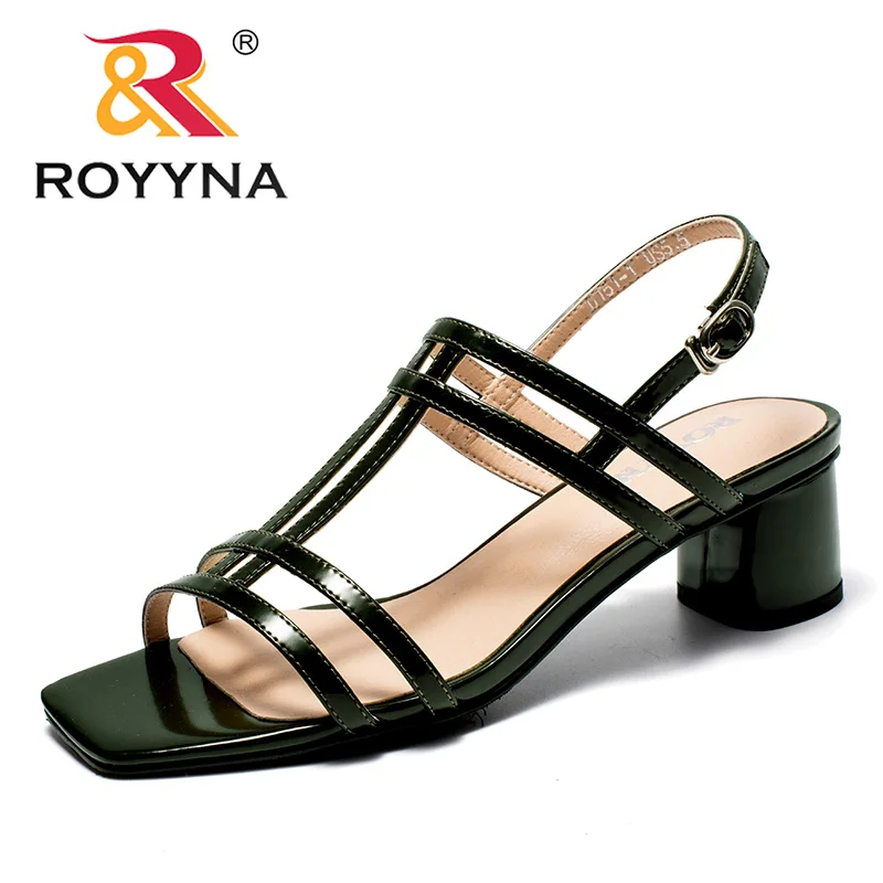 ROYYNA/Новинка; модные стильные женские туфли-лодочки; изящный дизайн; Femme; Летняя обувь на высоком квадратном каблуке; Feminimo; Быстрая