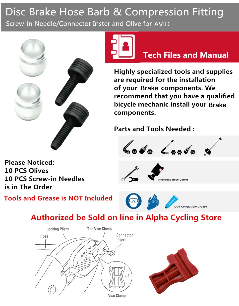 Гидравлический тормозной шланг и Компрессионный фитинг для AVID или SRAM оливковый