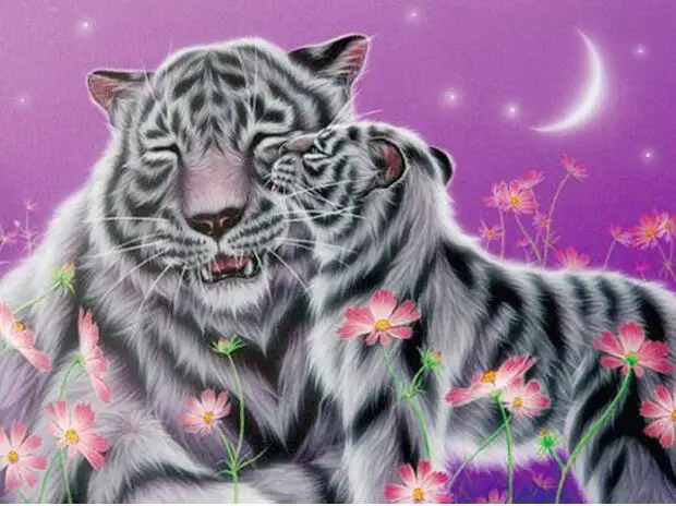 

Needlework Diamond Painting Cross Stitch Diamond Embroidery Cute Tiger Animals Square Full Diamond Home