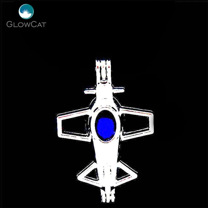 L502 5pcs/lot Bright Silver cute airplane Pearl Beads Cage Pendant Locket Fairytale Party Essential Oil Diffuser | Украшения и