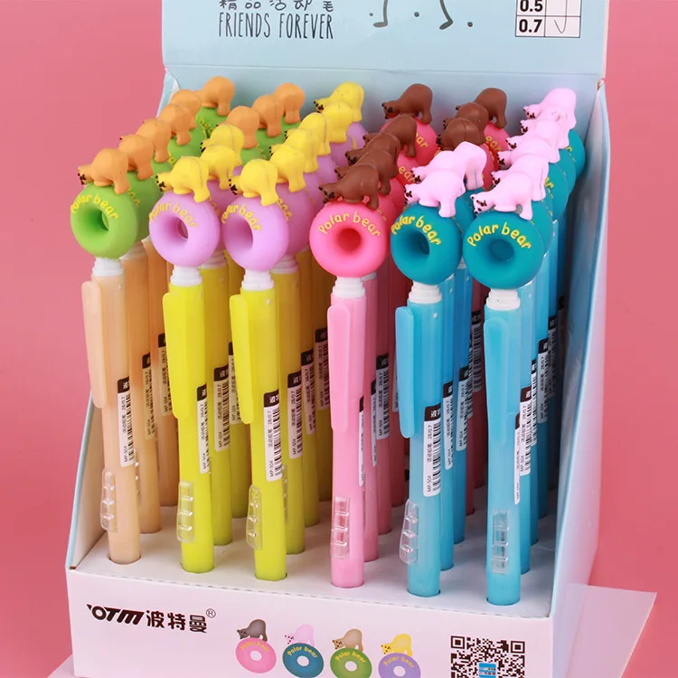 

36 pcs/lot Donut Bear Side Press Mechanical Pencil Cute Pencil Automatic Pen For Kid gift School Office Supplies Escolar