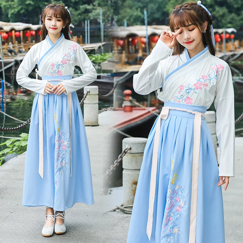 Улучшенное платье Hanfu летнее студенческое в китайском стиле сказочный