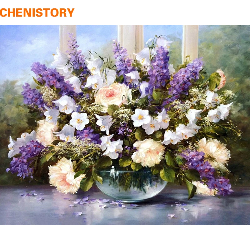 CHENISTORY Romantic Flower DIY Digital Oil Painting By Numbers Kit Acrylic On Canvas Home Decor Wedding Room Decoration | Дом и сад