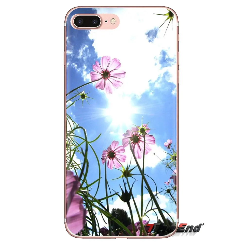 Pink Flower Blue Sky Transparent Soft Cases Covers For iPod Touch Apple iPhone 4 4S 5 5S SE 5C 6 6S 7 8 X XR XS Plus MAX |