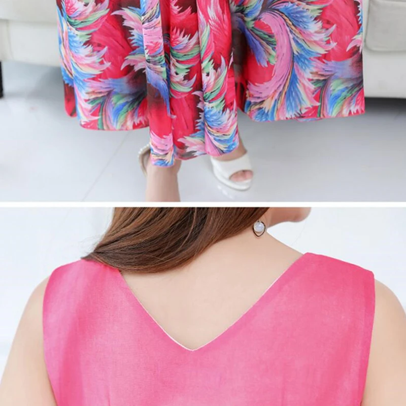 Летнее Новое шифоновое длинное платье с принтом женское сексуальное богемное