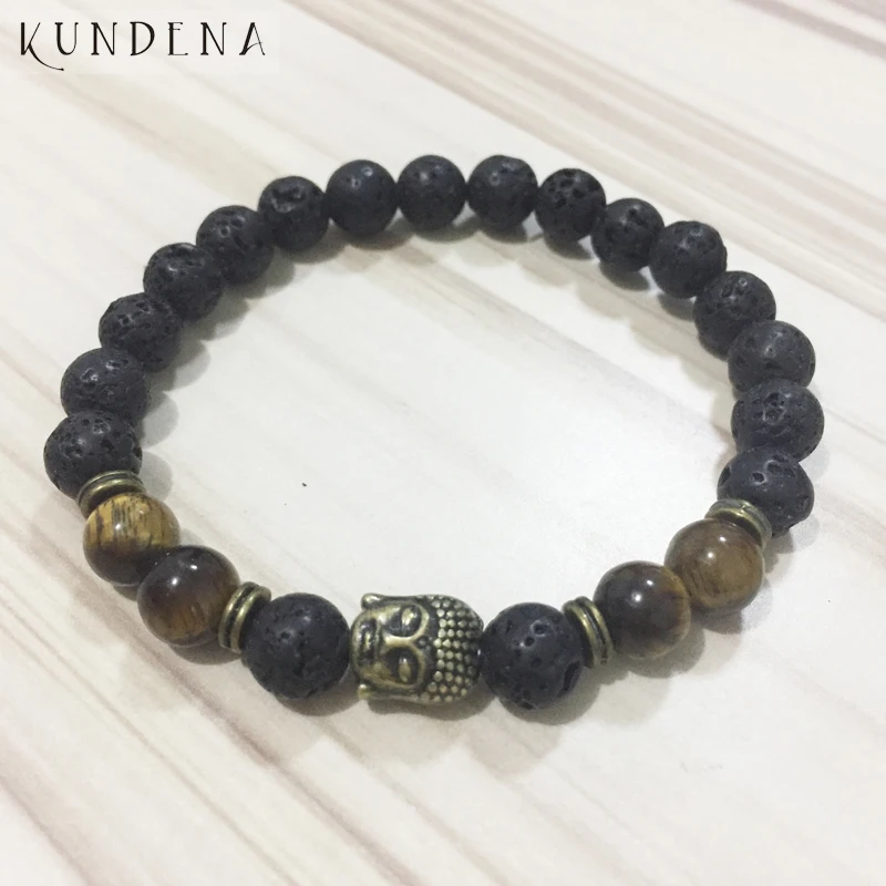 Медитация исцеляющий камень Mala запястье для мужчин бронзовые Будды Браслеты