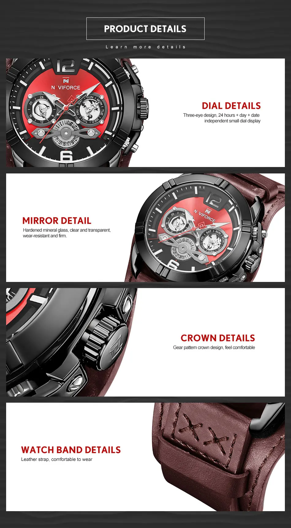 Новинка NAVIFORCE мужские спортивные часы модные роскошные кожаные мужские часы водонепроницаемые аналоговые кварцевые наручные часы Relogio Masculino
