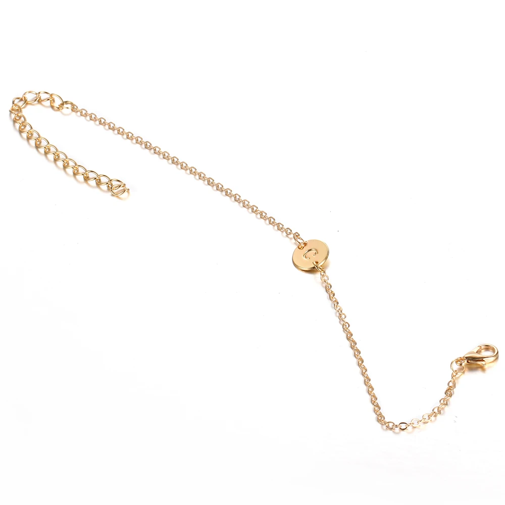 IF ME Fashion Initial Letter Round Charms Bracelet &amp Bangle for Women Pulseras Capital J K Pendant Chain Name Bracelets Jewelry |