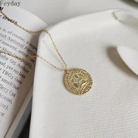 vintage portrait coin pendant necklace for women 925 sterling silver round coin disc necklaces party wedding fine jewelry choker