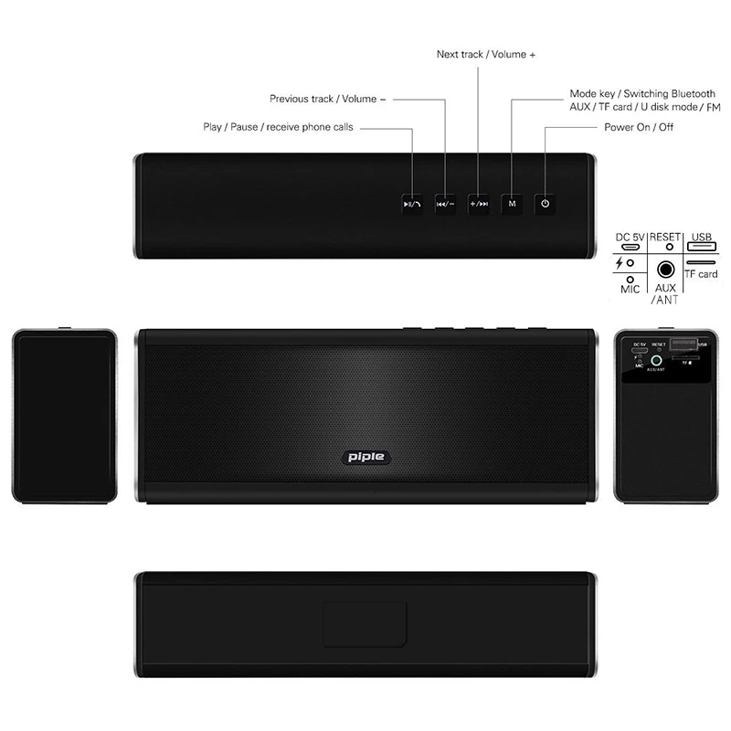 S5 Bluetooth динамик FM радио внешний аккумулятор 20 Вт портативный мини компьютерный динамик беспроводной громкий динамик 4000 мАч Внешний аккумулятор для телефона