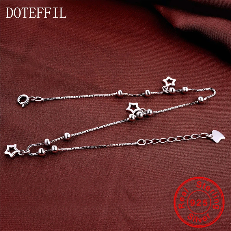 Новые поступления 100% Стерлинговое Серебро женский браслет Шарм 6 мм звезда