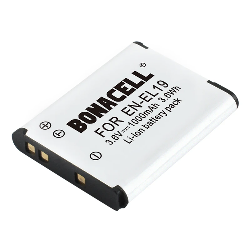 Bonacell 4 шт. EN-EL19 EN EL19 литий-ионные аккумуляторы для Nikon Coolpix S33 S32 S3600 S3700 S4300 S5200 S6800 S4100