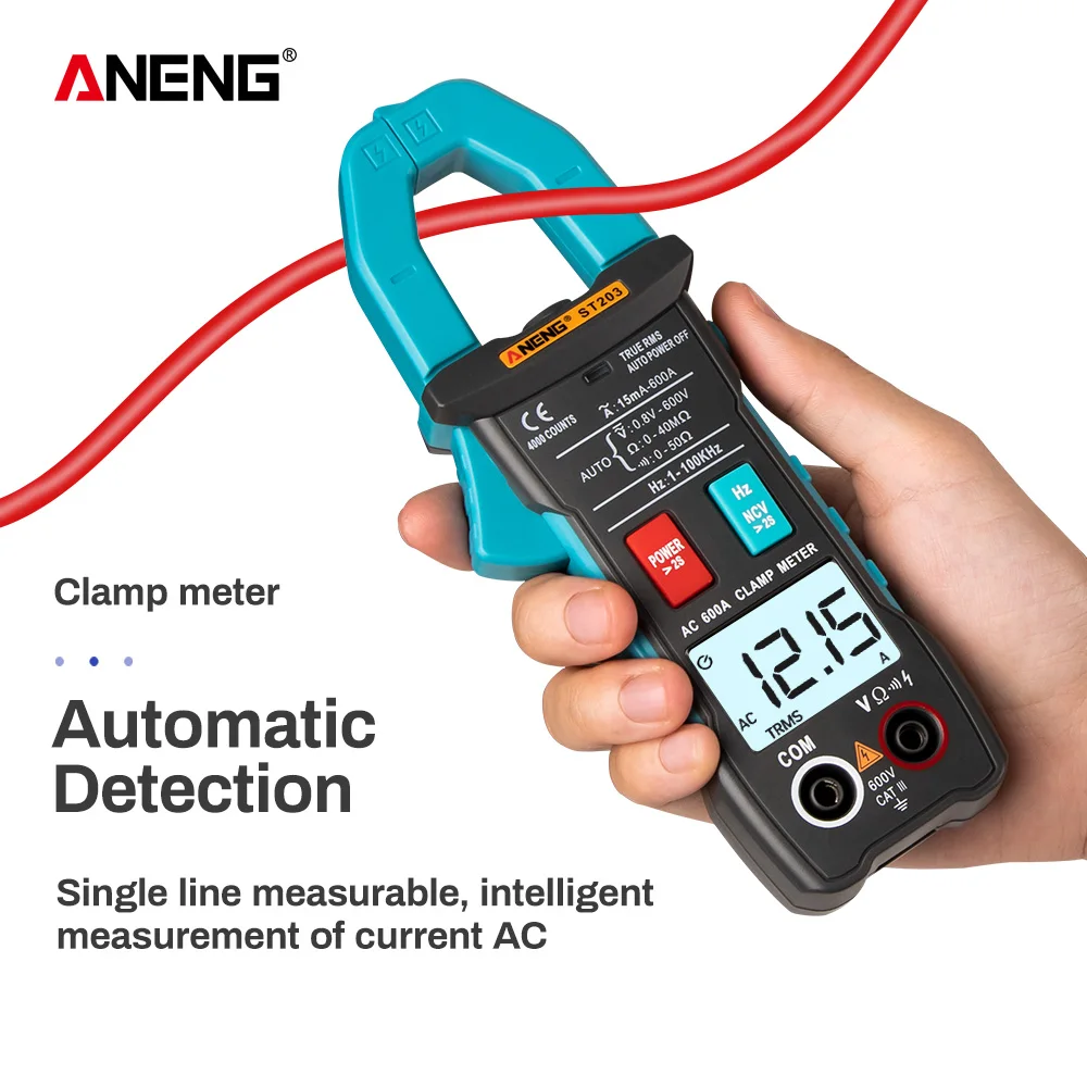 ANENG ST203 цифровой клещи мультиметр 4000 отсчетов True RMS мини Ампер DC/AC вольтметр 400 В