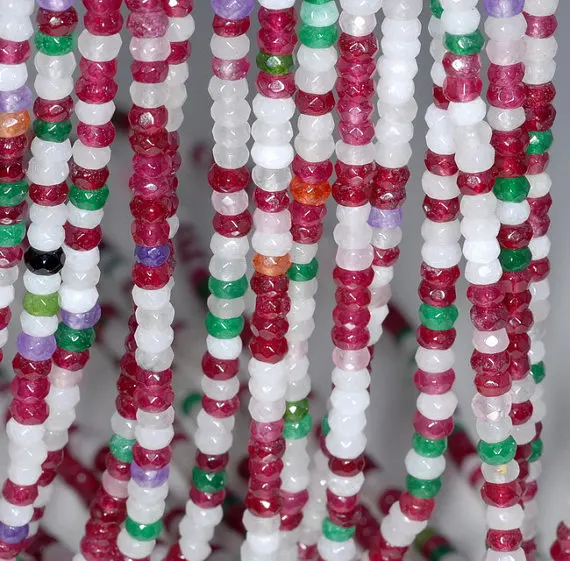 4x3 мм Нефрита Камень Цвета Смешивания Грановитая Rondelle Loose Бусы 14.5 дюймов Полный