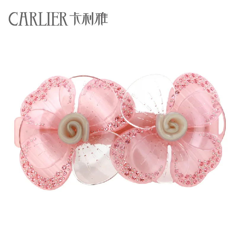 Elegant hair clip cross Cali genuine diamond jewelry hairpin head top Korean flower |