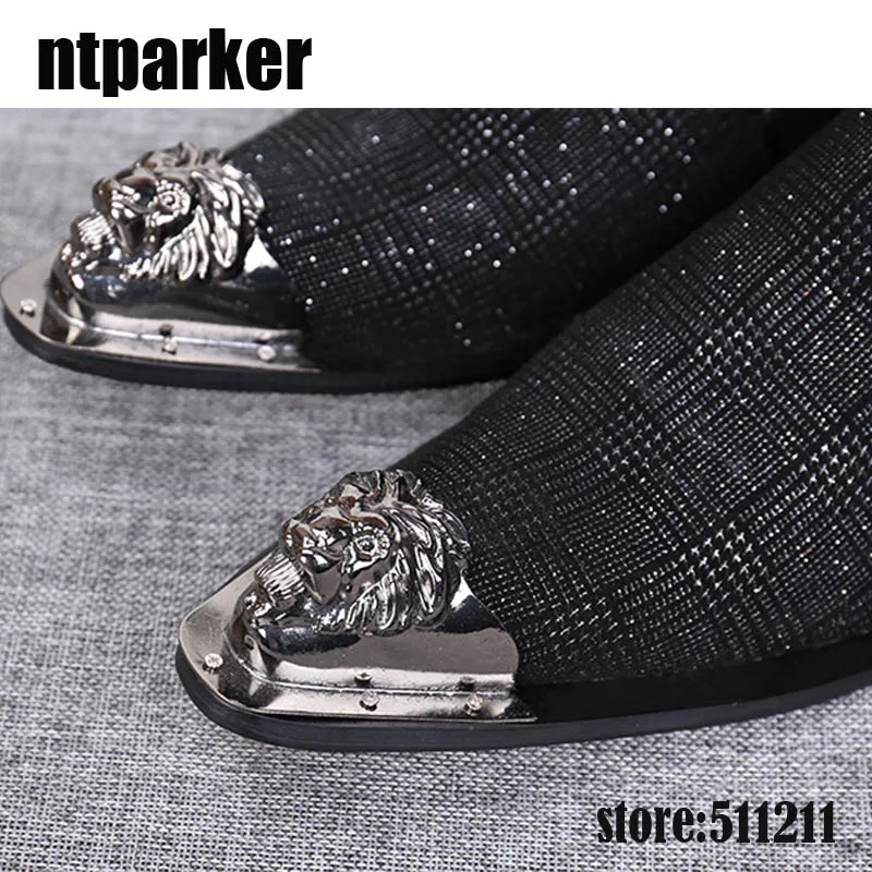 Мужские туфли ntparker с металлическим носком модные оксфорды острым без застежки