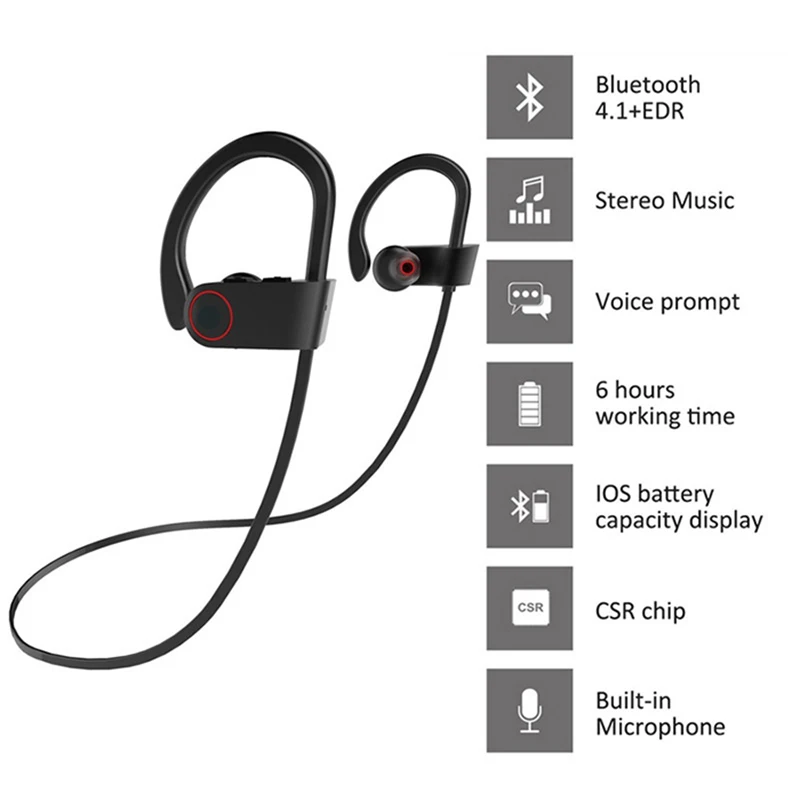 Sport Waterproof Bluetooth Headphone Noise Canceling Wireless With Mic Earphones Headset Earbuds | Электроника