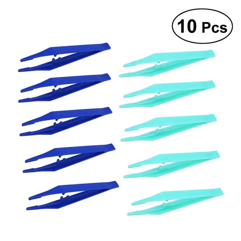 

WINOMO 10pcs Plastic Tweezers Medical Beads Small Disposable Tweezers Tools Forceps For Crafts DIY Jewelry Making Color Random