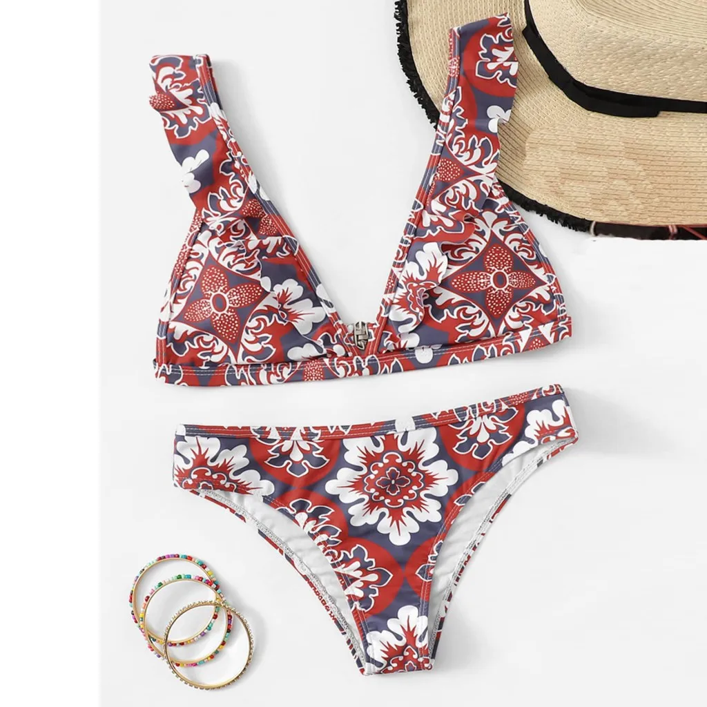 С высокой талией бандаж бикини набор купальник для женщин 2 предмета Высокая