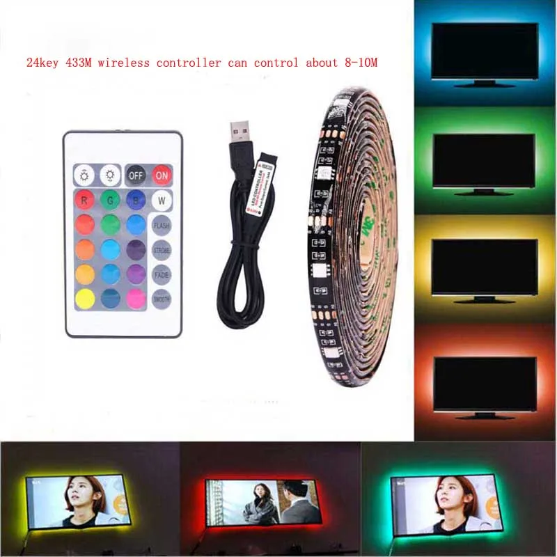 USB Светодиодная лента лампа 5050SMD DC5V гибкая светодиодная 1 м 2 HDTV ТВ Настольный