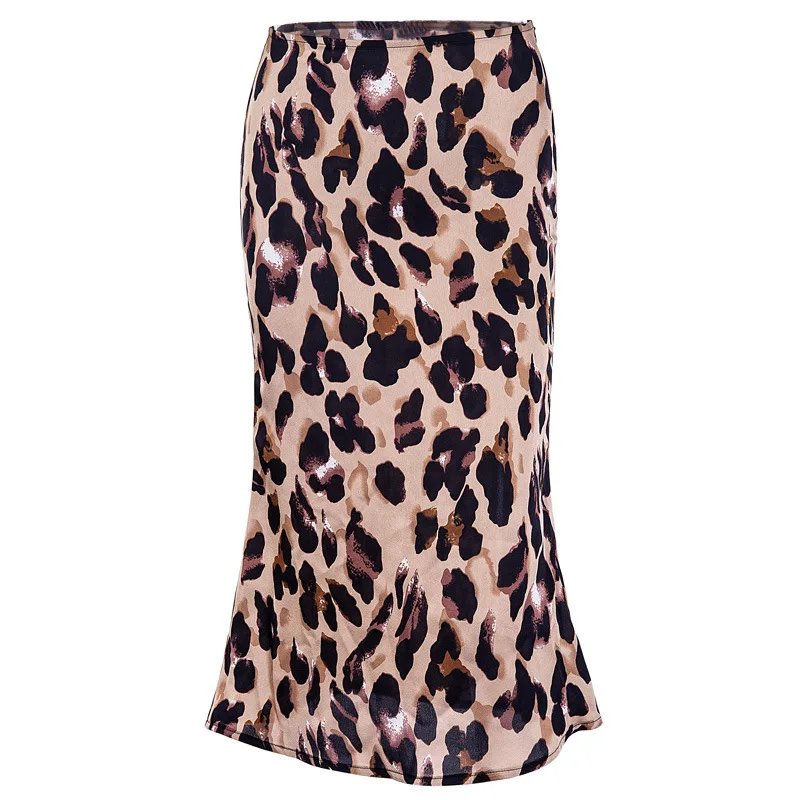 

Half-length Skirt Womens Leisure Leopard Print Home Bag Buttock Skirt Silk And Satin Comfortable Skirt