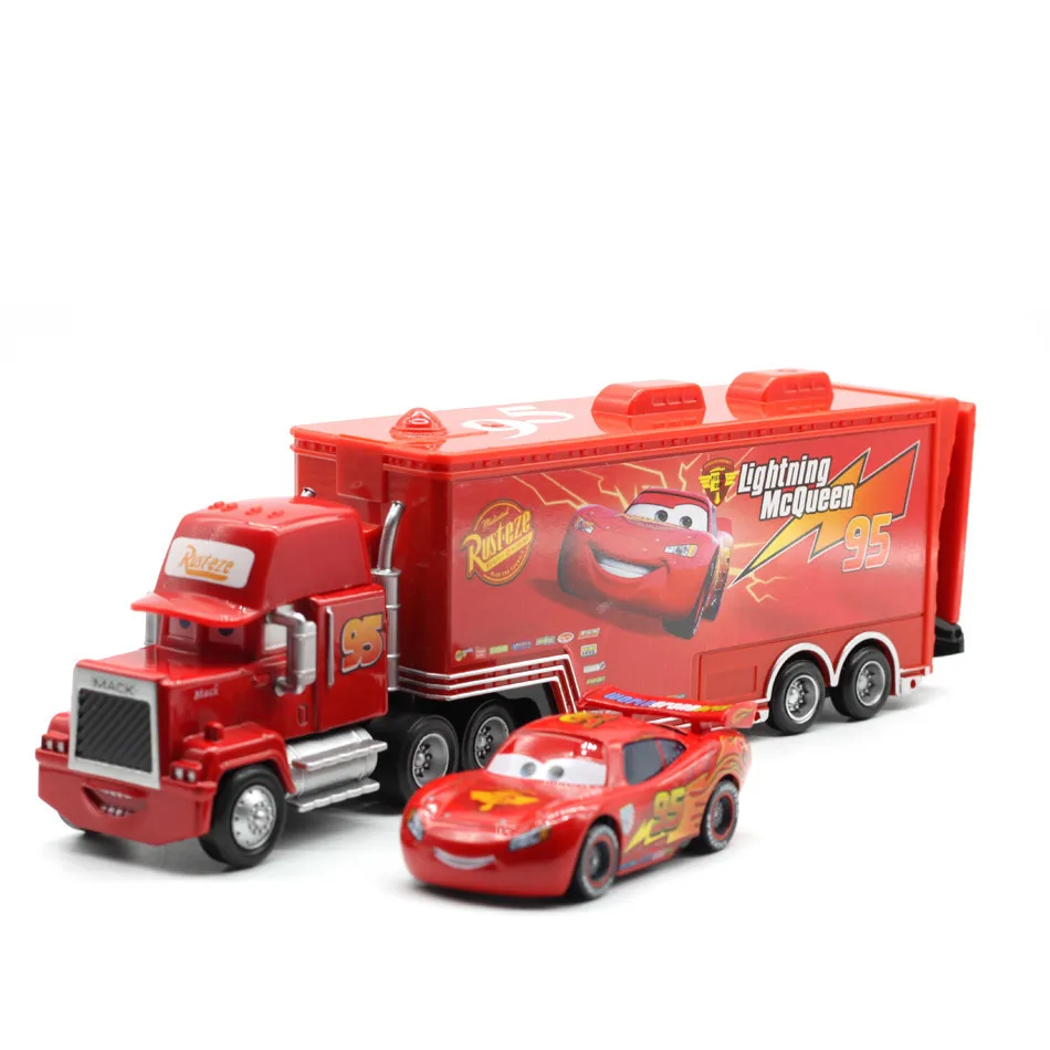 Disney Pixar Cars No.95 Mcqueen Mack Truck литой игрушечный автомобиль 1:55 свободный совершенно