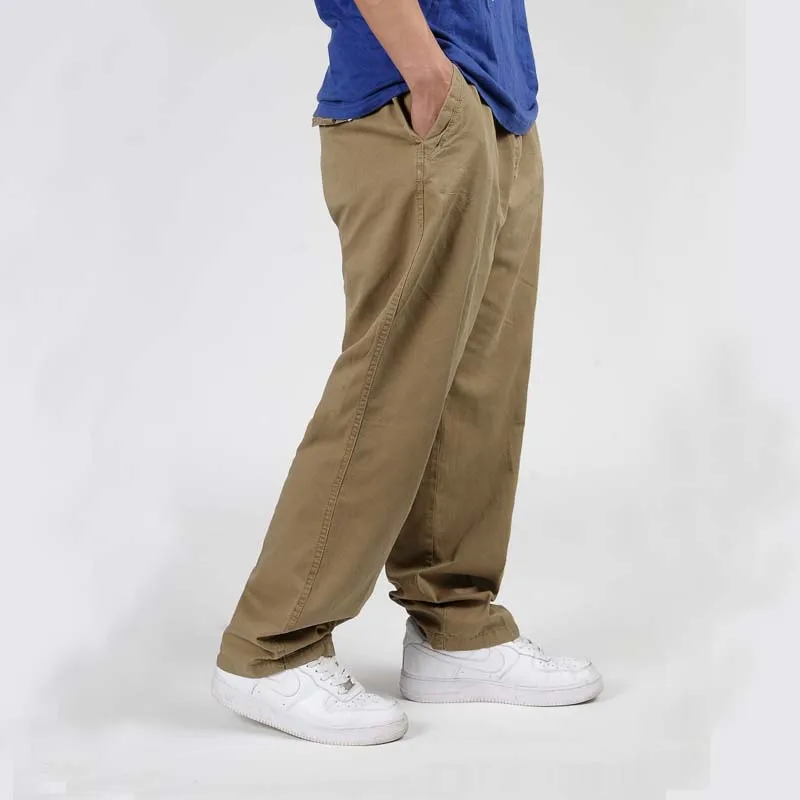 Летние мужские брюки карго хлопковые свободные широкие тонкие длинные в стиле