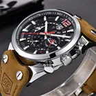 Мужские кварцевые часы BENYAR, армейские водонепроницаемые кварцевые часы с кожаным ремешком и секундомером