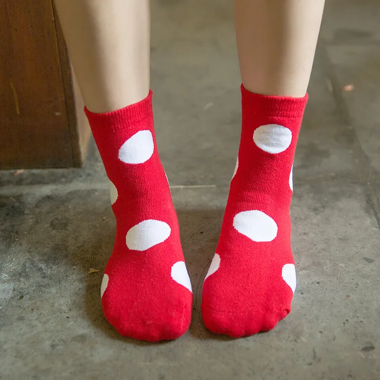 10 Пар/лот Японская осень толстый хлопок женщин носки досуг простой Горошек Терри