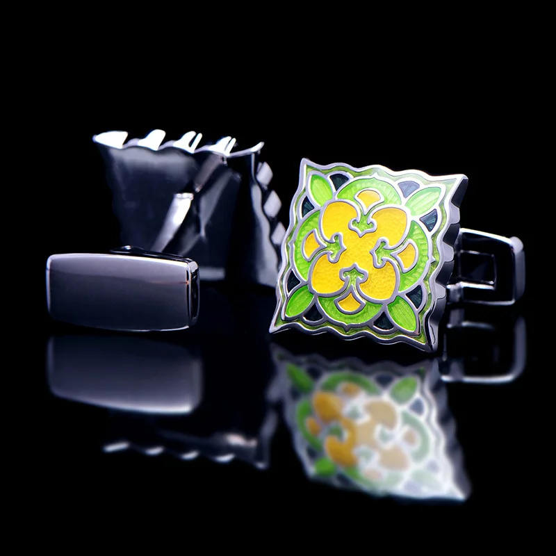 KFLK модные популярные запонки для рубашек мужчин брендовые на пуговицах зеленая