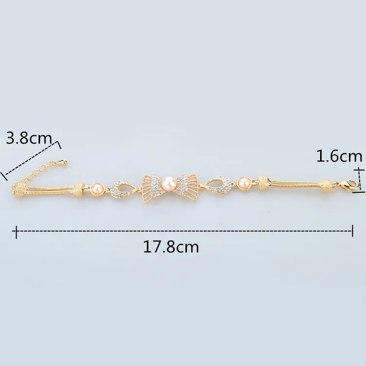 Низкая мода ювелирные изделия полый бант браслет для женщин золотой австрийский кристалл из искусственного