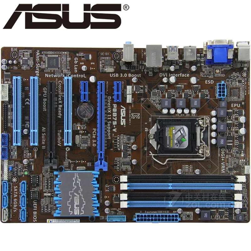 

Asus P8B75-V Desktop Motherboard B75 Socket LGA 1155 i3 i5 i7 DDR3 32G uATX UEFI BIOS Original Used Mainboard On Sale