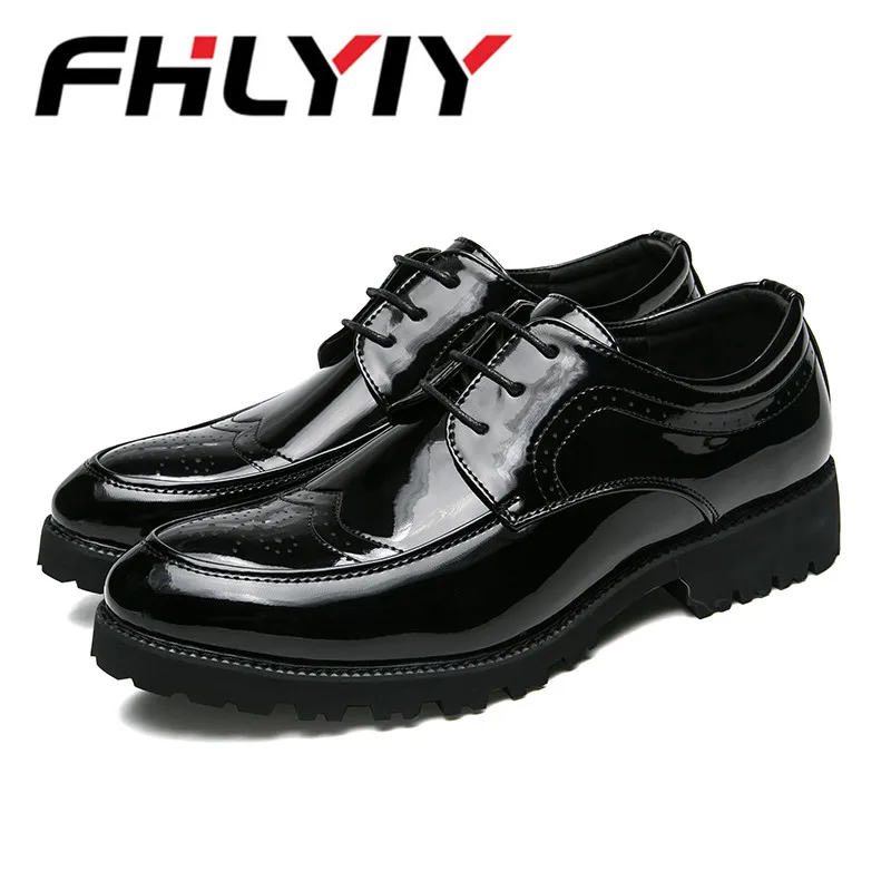 Italy Fashion Patent Leather Oxford Shoes For Men Dress Formal Pointed Toe Business Wedding Gold Zapatos Hombre | Обувь