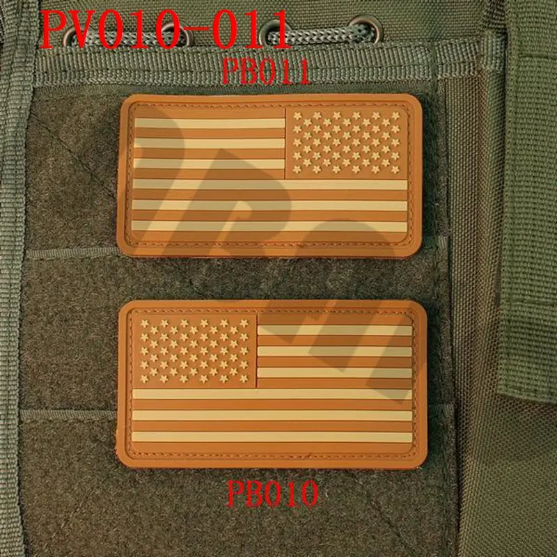 PB010 PB011 Tan 3D ПВХ патч 2* шт США американский флаг Резиновый патч - Цвет: PB010 PB011 Tan